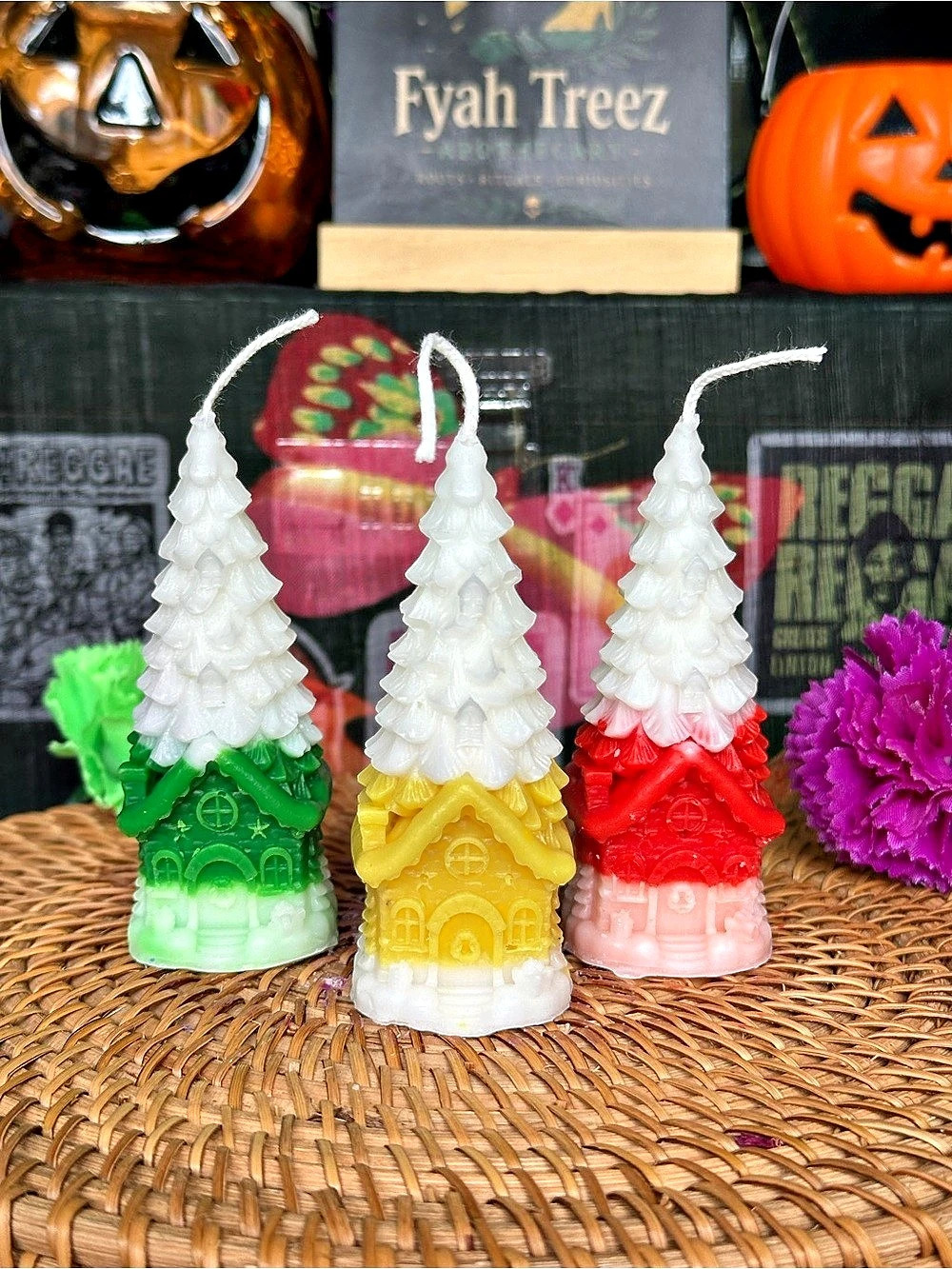 Snowy Treehouse Candle Trio – Cottage Christmas Set